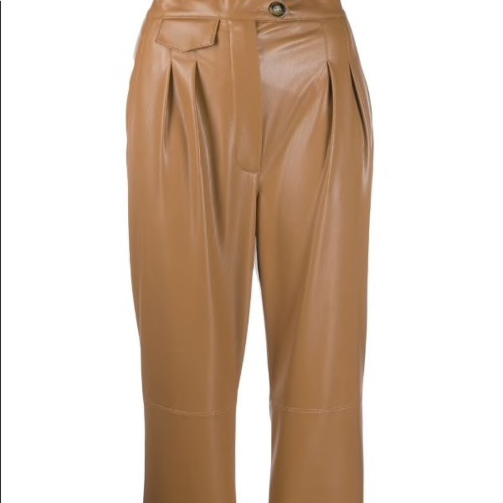 Nanushka Mitsu Vegan Leather Brown Trousers Cr/Pet